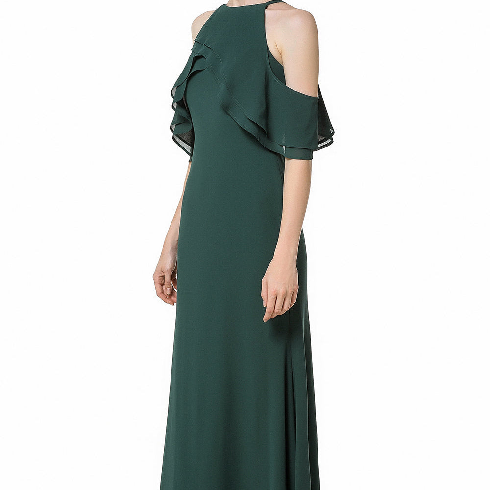 
                  
                    Gorgeous Long A-line Halter Chiffon Dark Green Bridesmaid Dress-BIZTUNNEL
                  
                