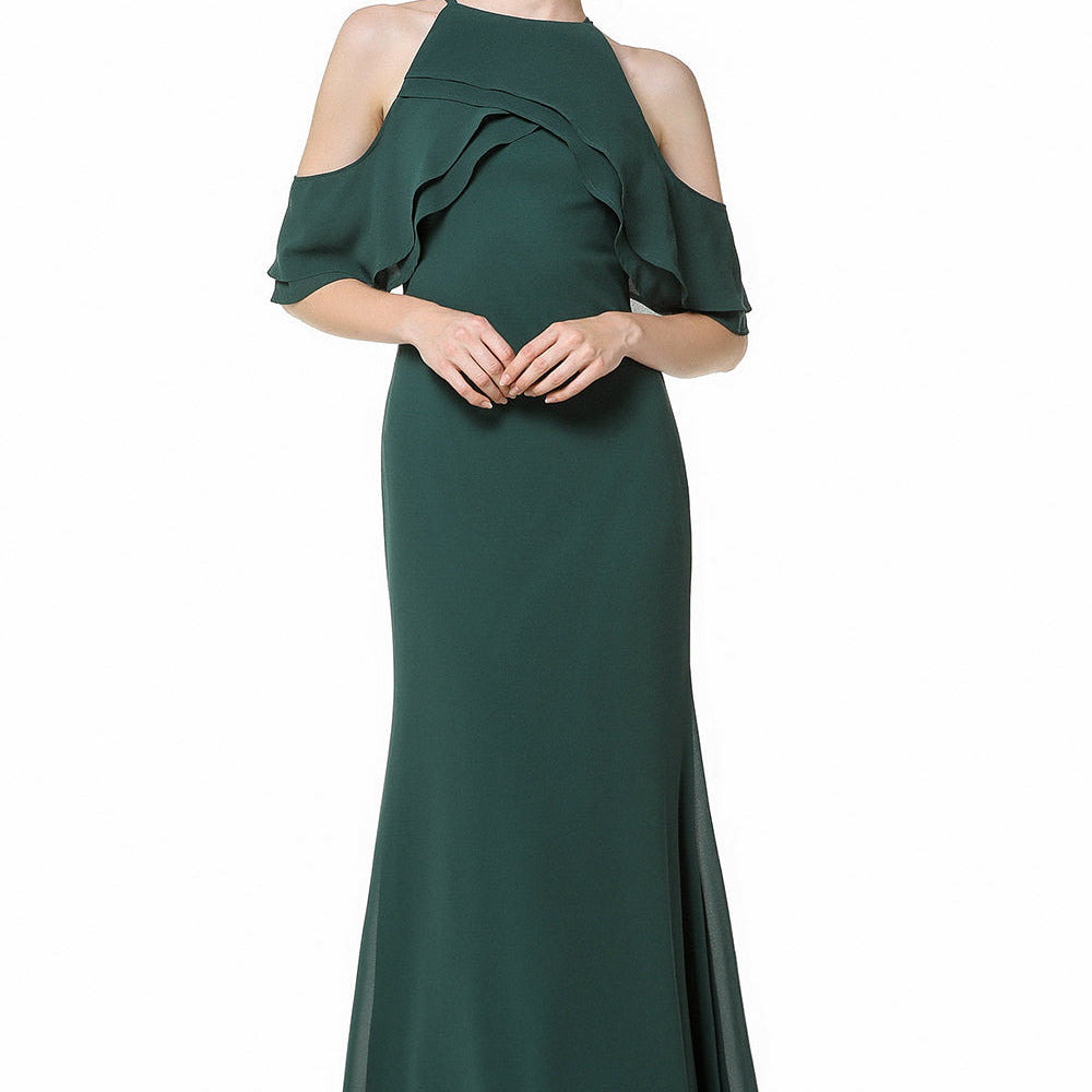 
                  
                    Gorgeous Long A-line Halter Chiffon Dark Green Bridesmaid Dress-BIZTUNNEL
                  
                