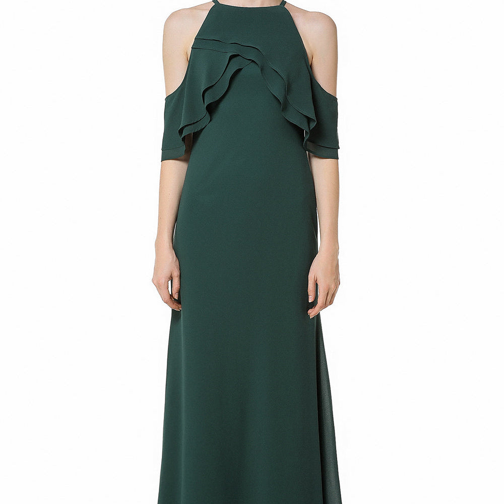 
                  
                    Gorgeous Long A-line Halter Chiffon Dark Green Bridesmaid Dress-BIZTUNNEL
                  
                