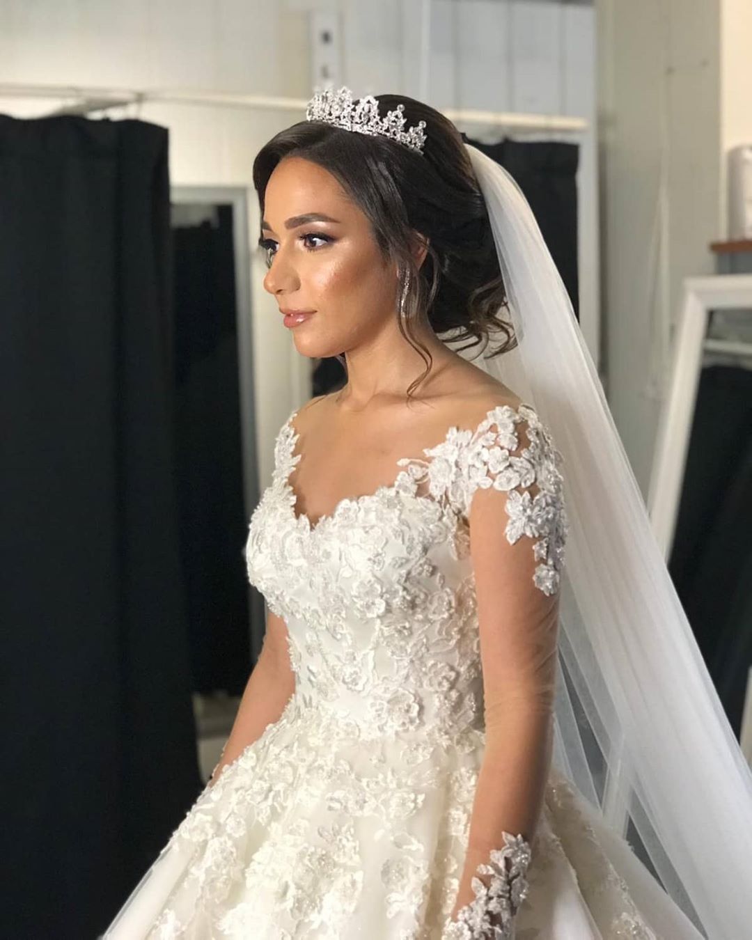 Off Shoulder Lace Wedding Dresses, A-line Wedding Dresses, Long Wedding Dresses, Bridal Gown