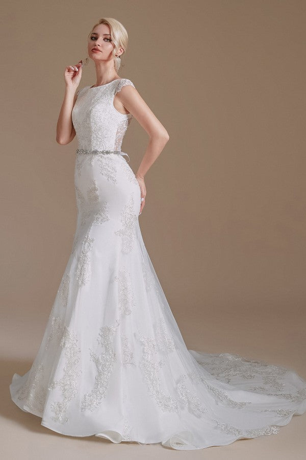 Charger l&amp;#39;image dans la galerie, Gorgeous Long Mermaid Jewel Tulle Lace Wedding Dress-BIZTUNNEL

