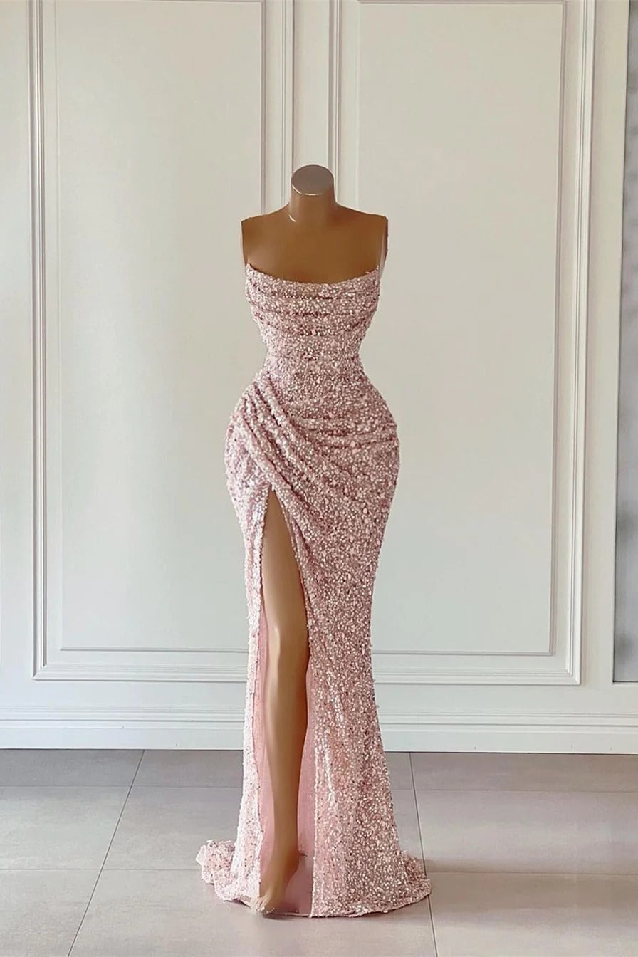 gorgeous dresses for prom A-line Pink Modest Unique Elegant Evening Long P bridalsew carpet occasions Sequin Prom Dresses, Prom Gowns