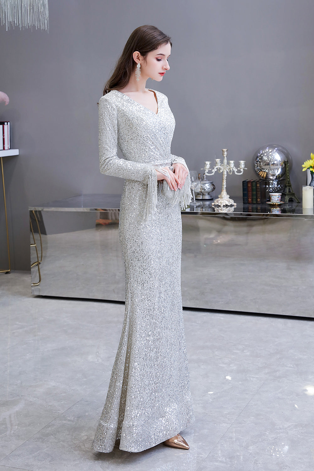 Women's Maxi Long Chiffon Ruffles Sleeves Evening Dresses Gorgeous Pro –  Avadress