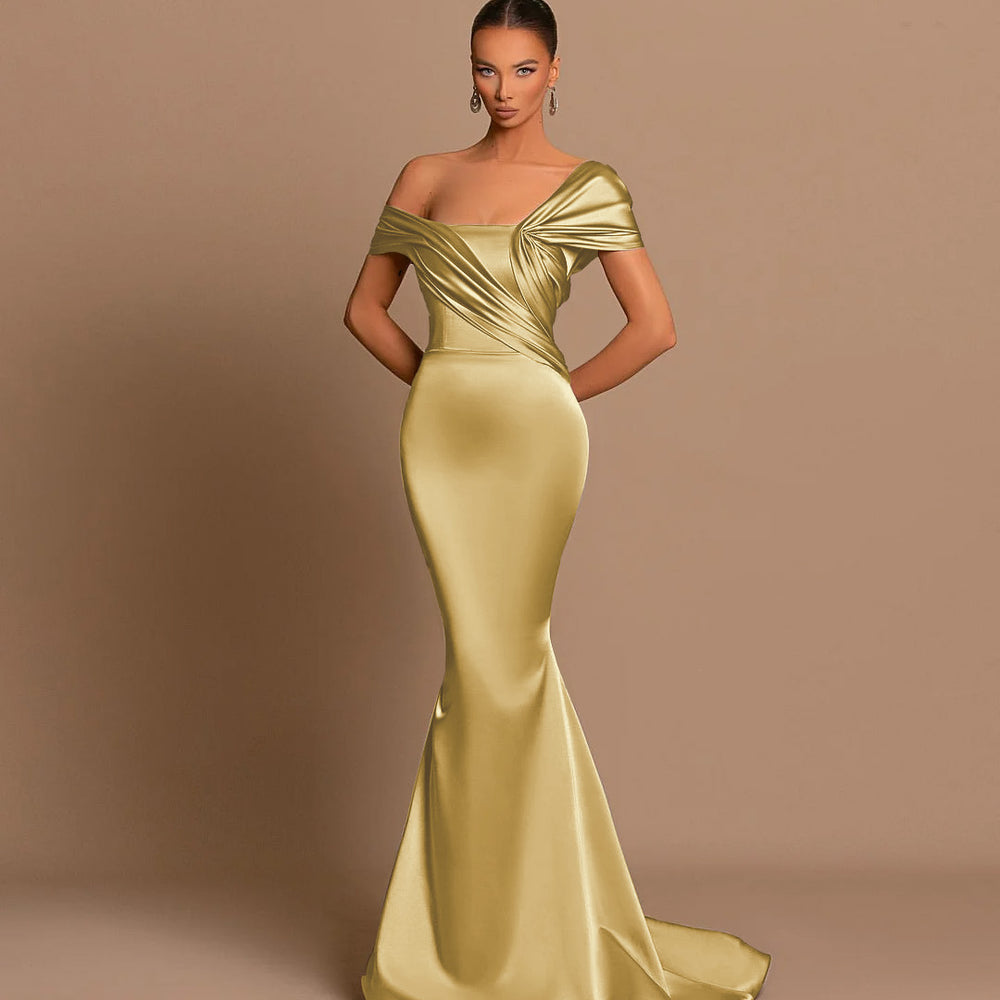 Modern Off-the-Shoulder Royal Blue Mermaid Evening Dress