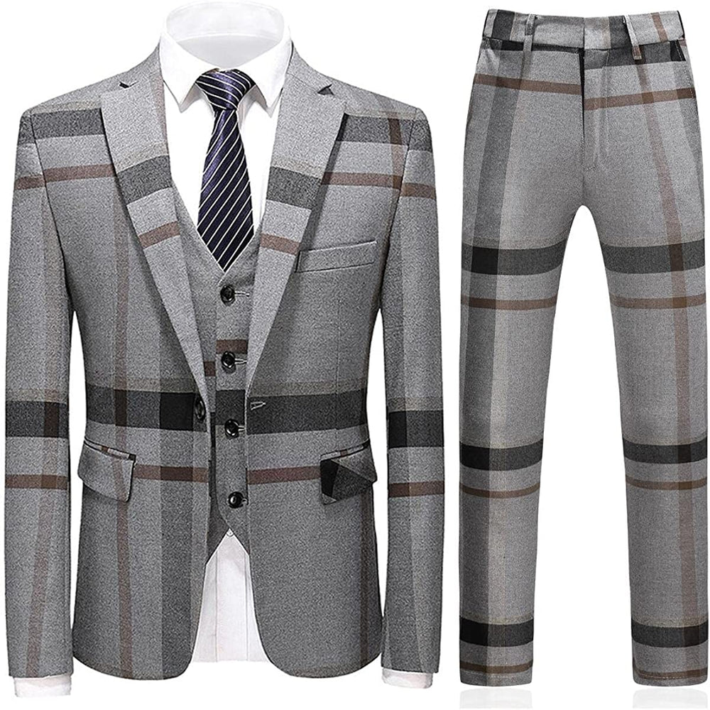 
                  
                    Jeremiah Bespoke Gray Notched Laepl Three Pieces Men Suits For Business
                  
                