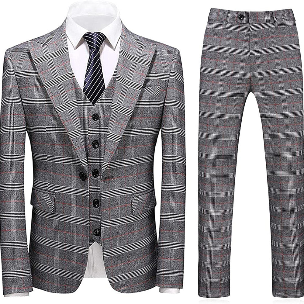 
                  
                    Josiah Modern Gray Peaked Lapel Three Pieces Men Suits For Busienss
                  
                
