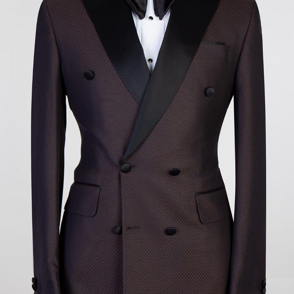 Kevin Chocolate Fashion Two Pieces Double Breasted Prom Men Suits