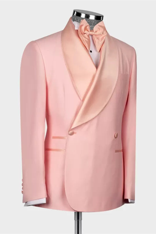 
                  
                    Kris Fancy Pink Shawl Lapel Double Breasted Wedding Suits
                  
                