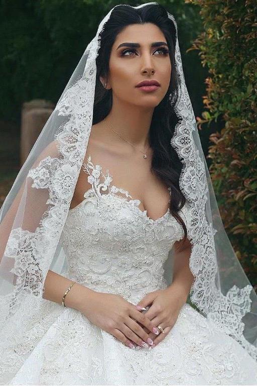 Lace Edge One Layer Wedding Veil-Biztunnel