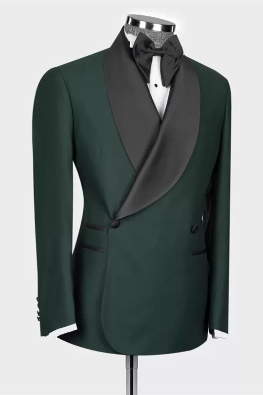 
                  
                    Lance Fashion Dark Green Shawl Lapel Double Breasted Wedding Suits
                  
                