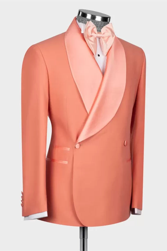 
                  
                    Lawrence Gentle Coral Shawl Lapel Double Breasted Wedding Suits
                  
                