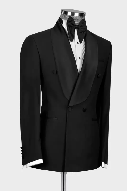 
                  
                    Leif Mind Black Shawl Lapel Double Breasted Wedding Suits
                  
                