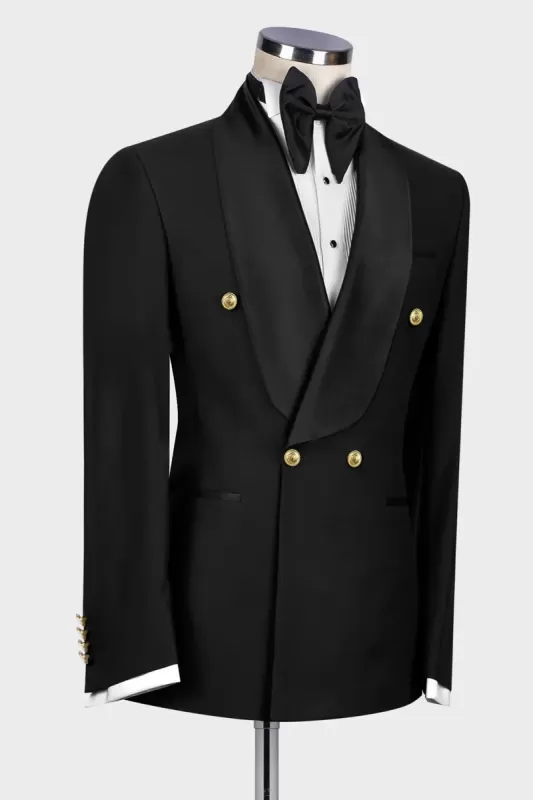 
                  
                    Len Modern Black Shawl Lapel Double Breasted Wedding Suits
                  
                
