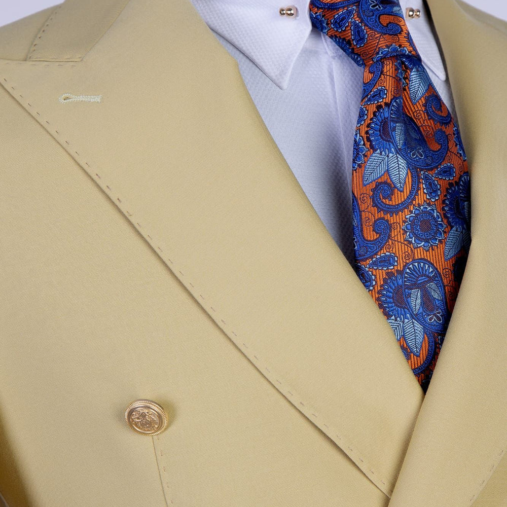 
                  
                    Lenny Sparkly Yellow Double Breasted Peaked Lapel Men Prom Suits
                  
                