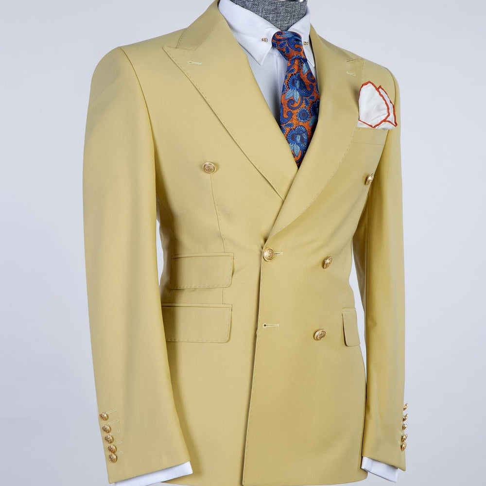 
                  
                    Lenny Sparkly Yellow Double Breasted Peaked Lapel Men Prom Suits
                  
                