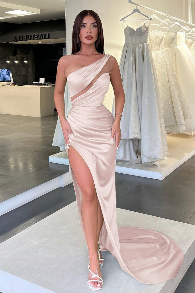 
                  
                    Light Green One-Shoulder Sleeveless Long Slit Evening Dress
                  
                