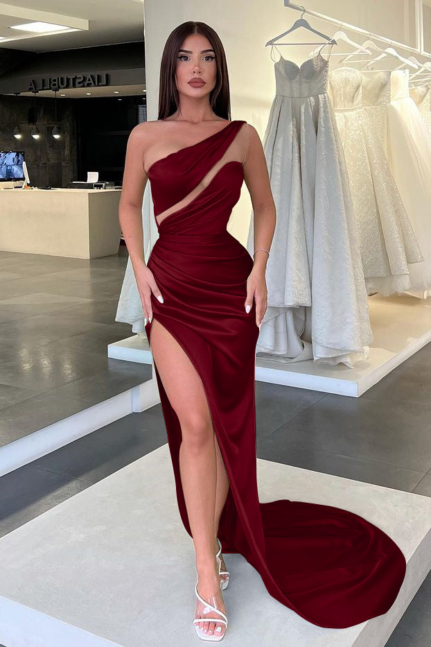 
                  
                    Light Green One-Shoulder Sleeveless Long Slit Evening Dress
                  
                