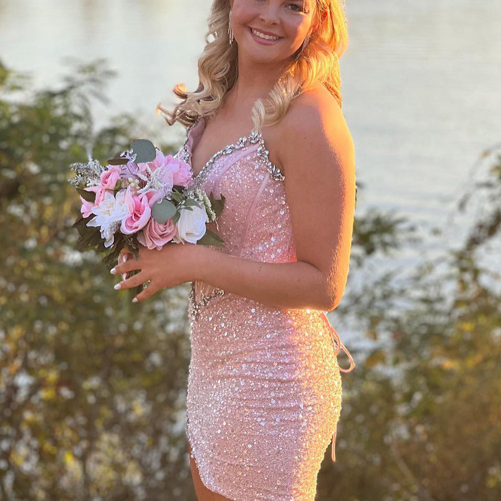 homecoming women's hot pink short strapless dress Tulle Prom Dress, Hot Pink Tulle D abcprom engagement party Leely Women Light Pink Sparkly