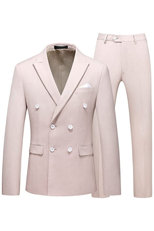 Barton Glamorous Light Pink Double Breasted Peaked Lapel Prom Suits