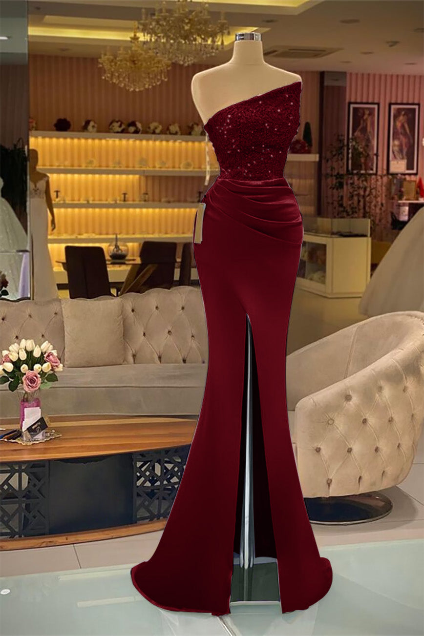Dark Green Sleeveless Strapless Sequins Mermaid Prom Dress Long with S –  BIZTUNNEL