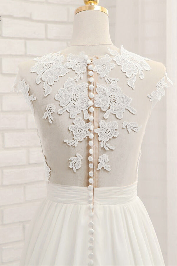 Elegant Lace Applique A-line Side Slit Ruffle Chiffon Long Mother of the Bride Dresses main image 1