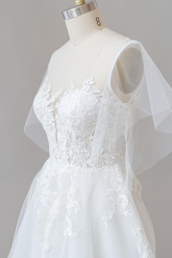 Pretty White Satin Tulle Appliques Long Wedding Dress Formal Bridal Dress cc3463