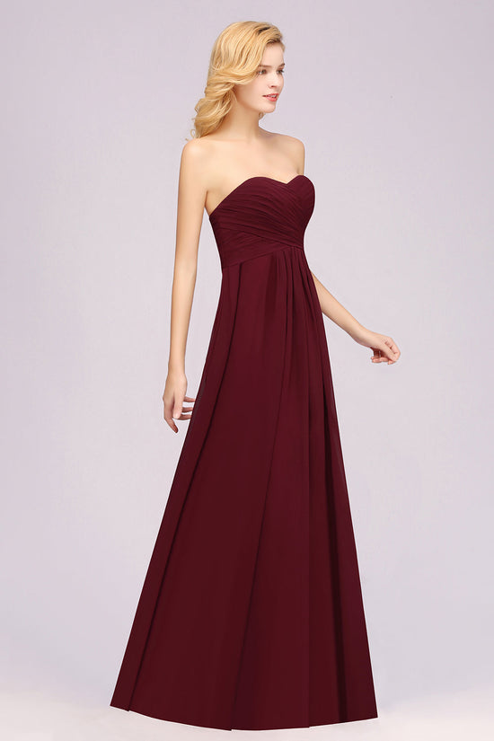 Ruffled Sleeves A-Line Chiffon Sweetheart Bridesmaid Dress in Navy