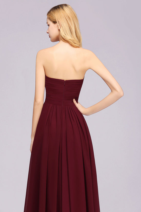 Sweetheart Ruffled A-Line Chiffon Bridesmaid Dress with Slit in Espresso main image 1