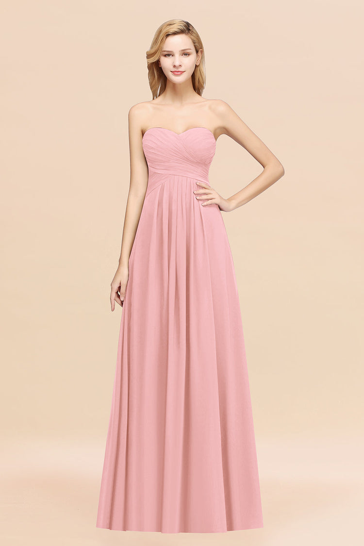 Ruffles Blue Chiffon A-line Long Bridesmaid Dress main image 0