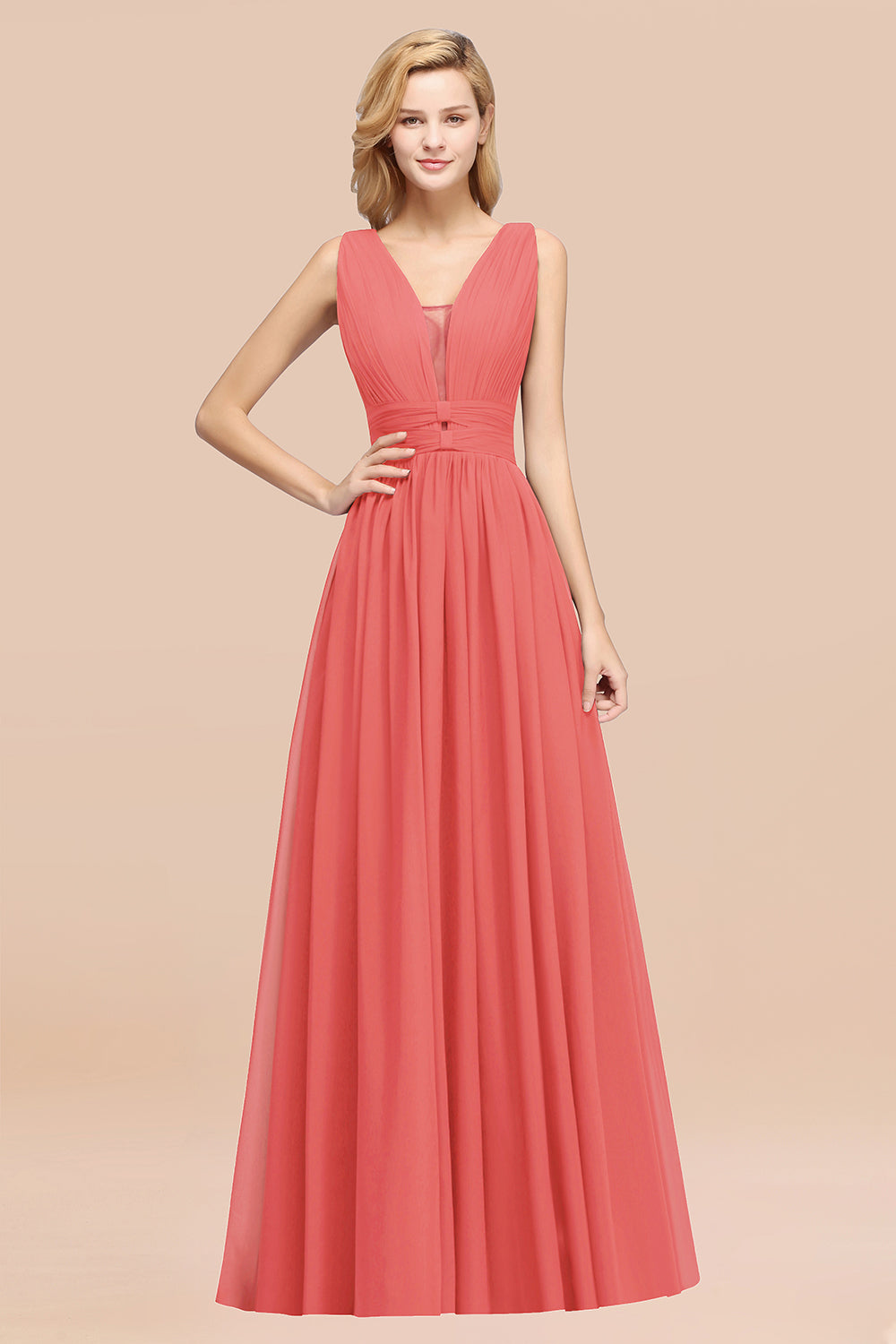 thumbnail image 2 of Martini Olive Chiffon Bridesmaid Dress A-Line Maxi Flutter Sleeve 2 of 13