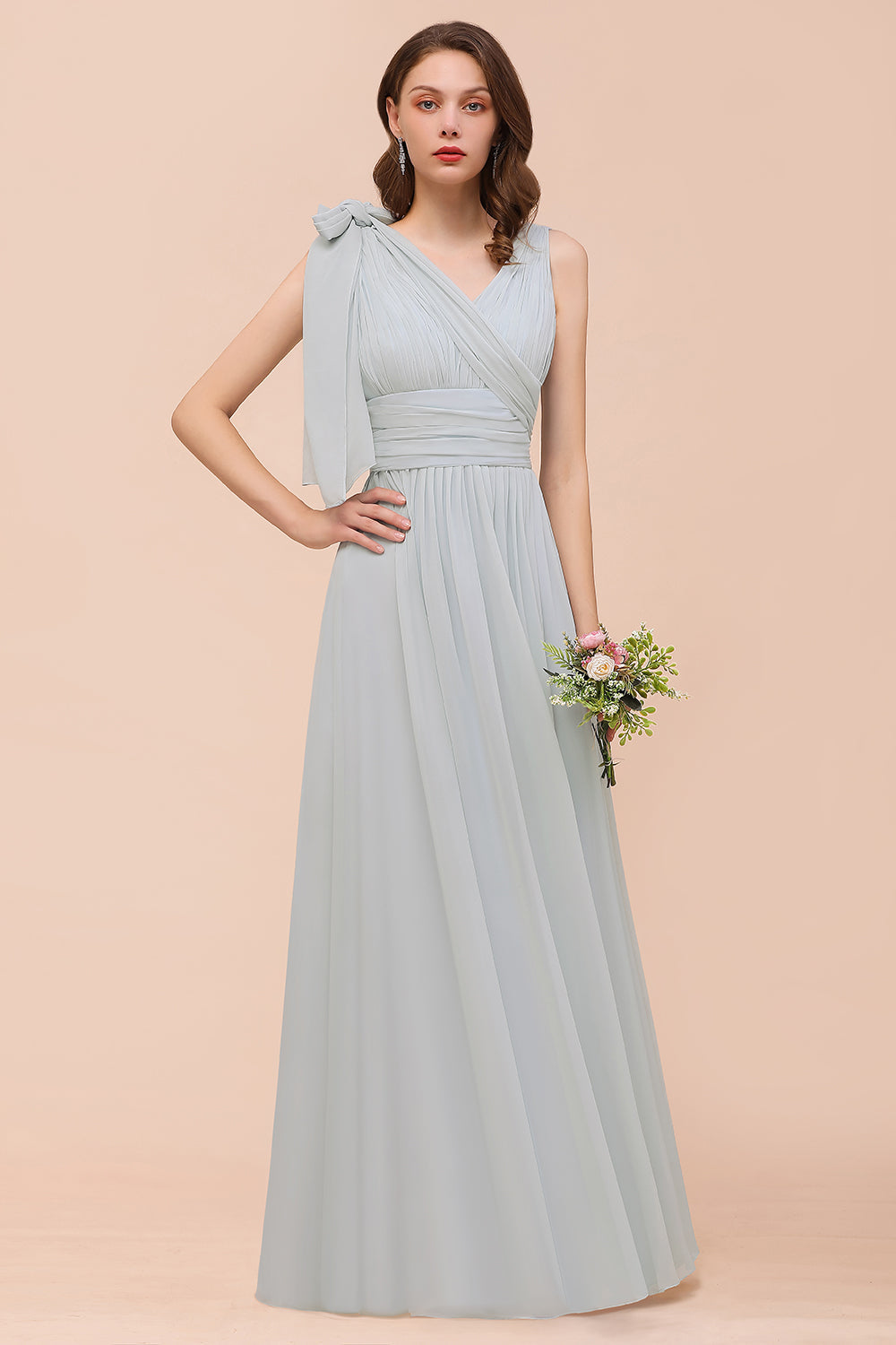 Load image into Gallery viewer, Long A-Line Chiffon Wedding Guest Dress Infinity Bridesmaid Dress-BIZTUNNEL
