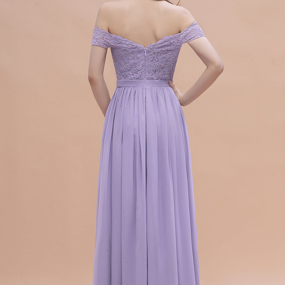 
                  
                    Long A-Line Off-the-Shoulder Chiffon Front Slit Bridesmaid Dress With Pockets-BIZTUNNEL
                  
                