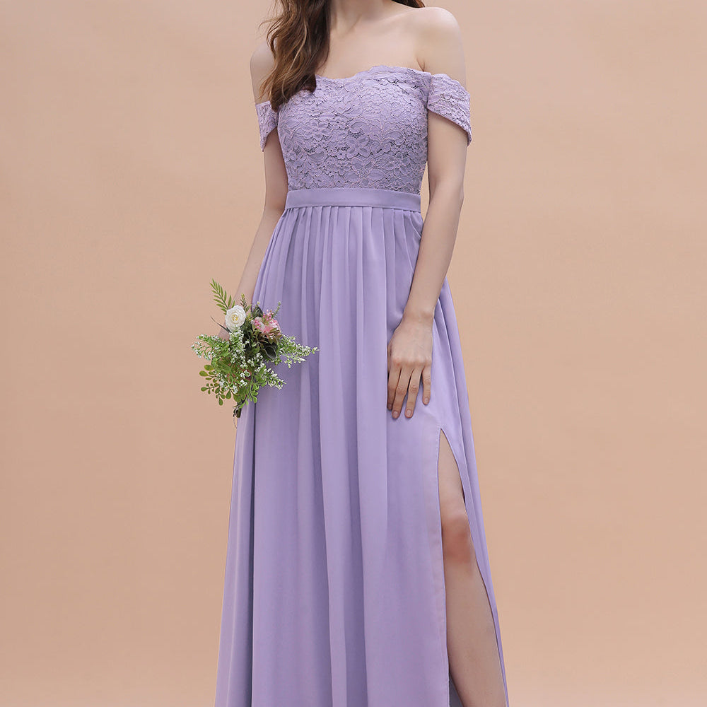 
                  
                    Long A-Line Off-the-Shoulder Chiffon Front Slit Bridesmaid Dress With Pockets-BIZTUNNEL
                  
                
