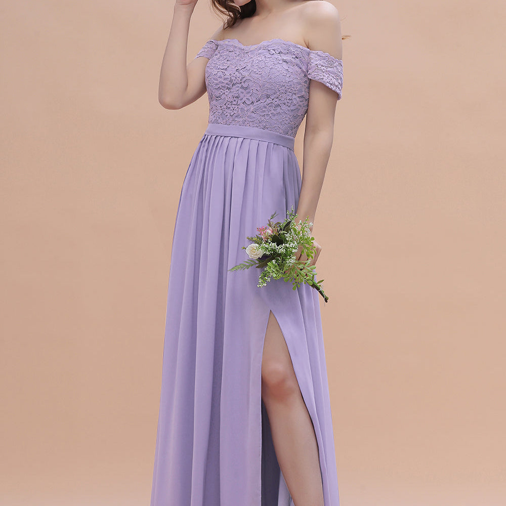 
                  
                    Long A-Line Off-the-Shoulder Chiffon Front Slit Bridesmaid Dress With Pockets-BIZTUNNEL
                  
                
