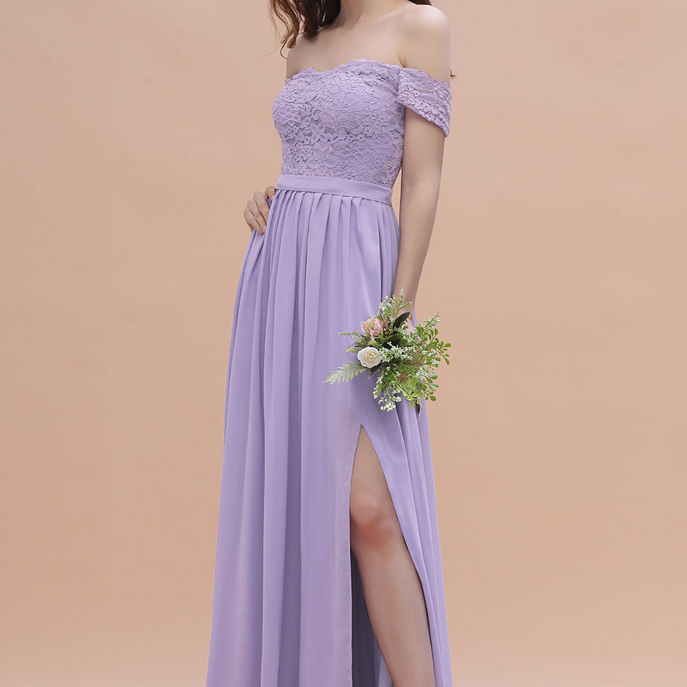 
                  
                    Long A-Line Off-the-Shoulder Chiffon Front Slit Bridesmaid Dress With Pockets-BIZTUNNEL
                  
                
