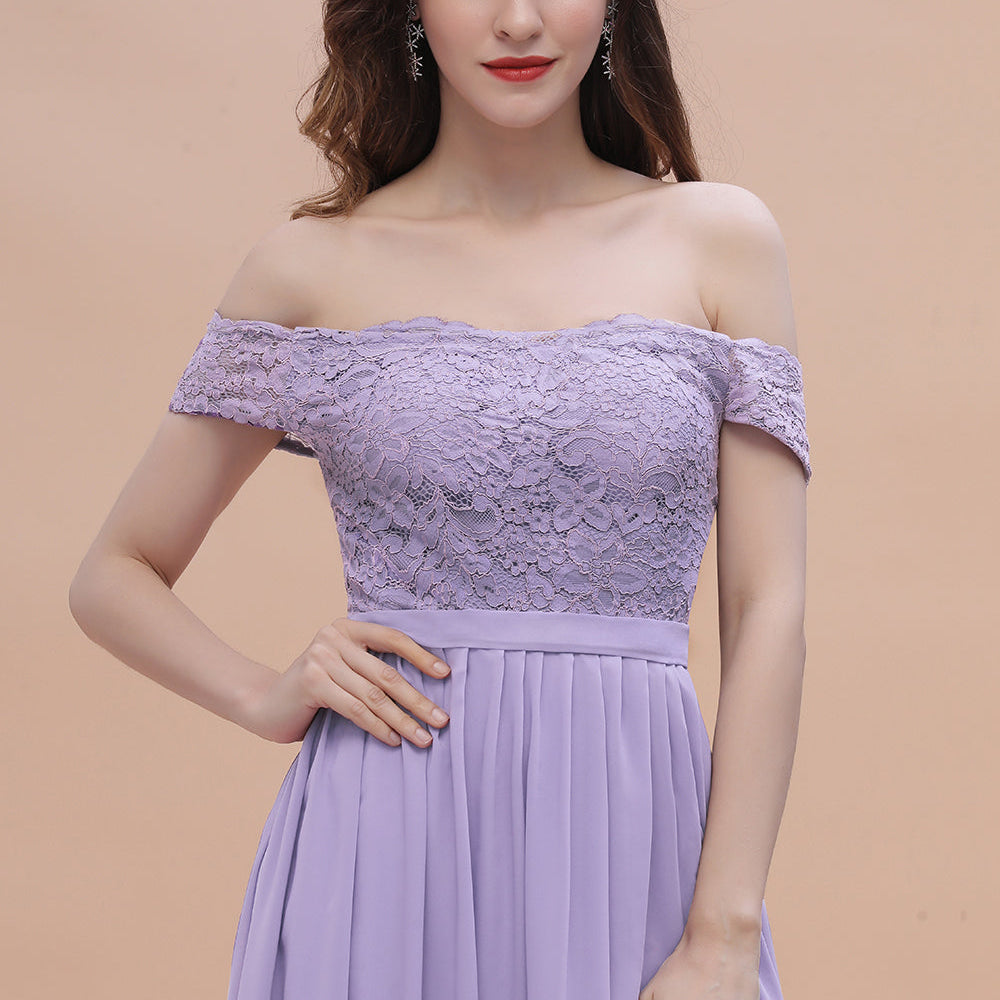 
                  
                    Long A-Line Off-the-Shoulder Chiffon Front Slit Bridesmaid Dress With Pockets-BIZTUNNEL
                  
                