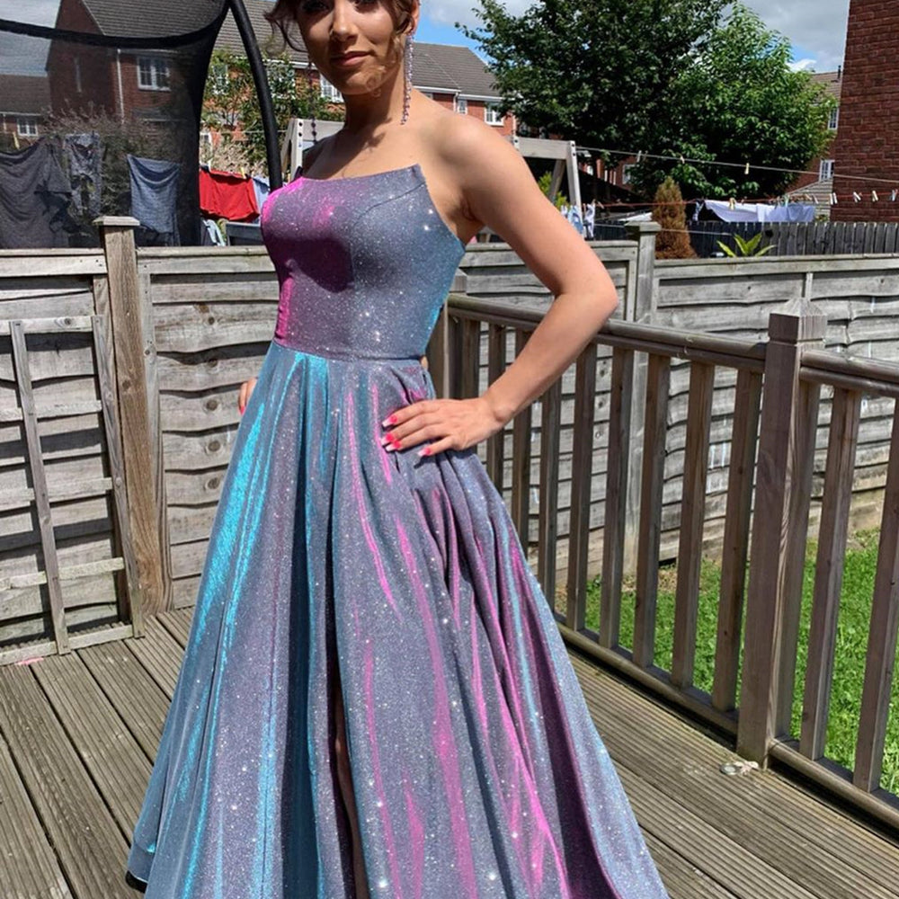 Long A-Line Sleeveless Open Back Formal Graduation Dresses with Slit Long A-Line Sleeveless Open Back Formal Graduation Dresses with Slit