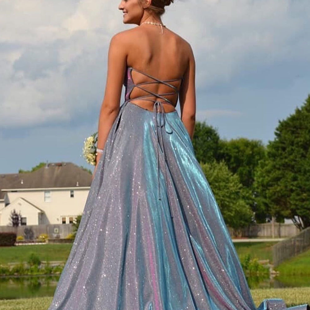 Long A-line Sleeveless Open Back Formal Graduation Dresses with Slit BIZTUNNEL Long A-line Sleeveless Open Back Formal Graduation Dresses with Slit BIZTUNNEL