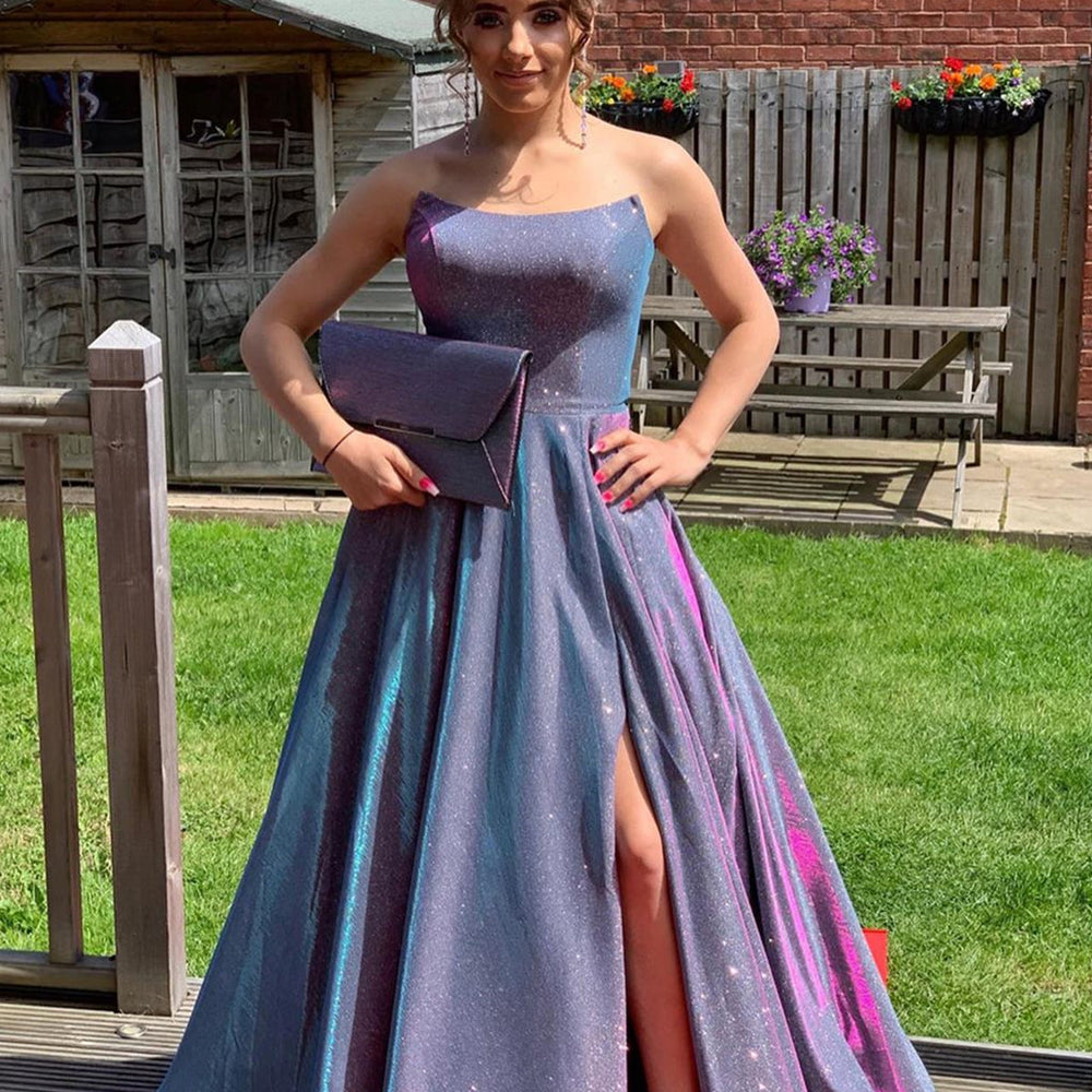 Long A-line Sleeveless Open Back Formal Graduation Dresses with Slit Long A-line Sleeveless Open Back Formal Graduation Dresses with Slit