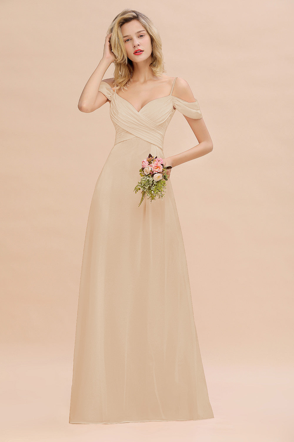 Floral Spaghetti Straps Ruffles Bridesmaid Dresses main image 0