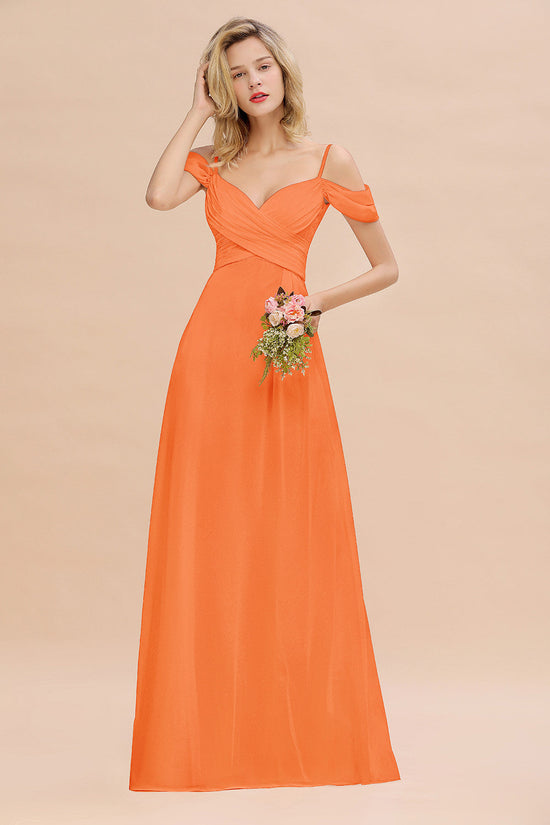 Stunning Spaghetti Straps Sweetheart Neck Chiffon Dresses Orange