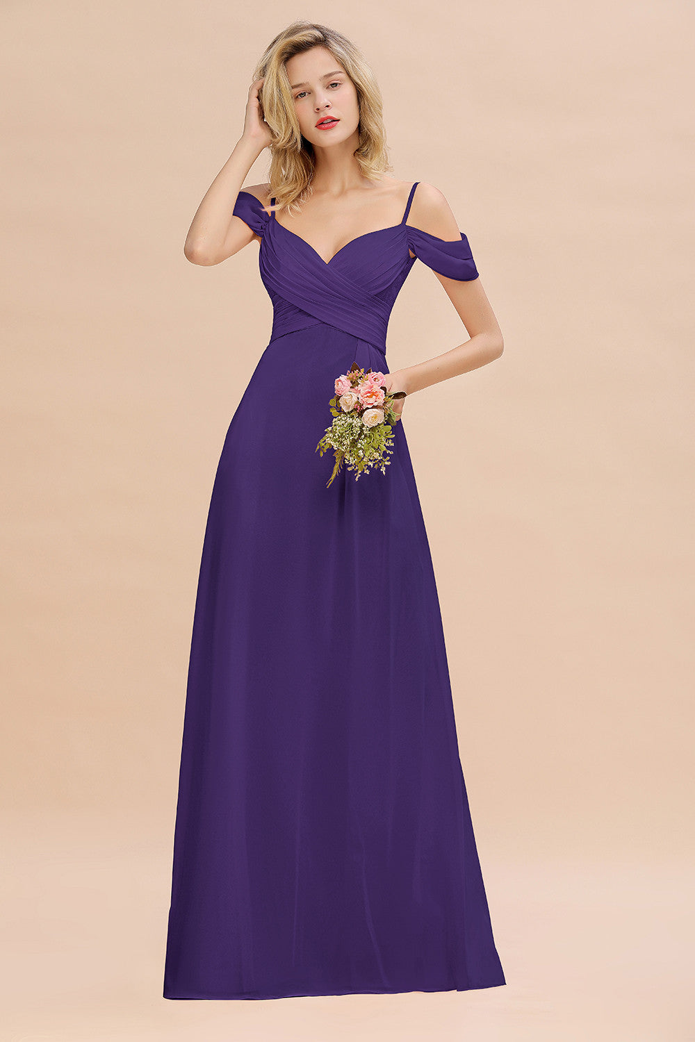 A-Line/Princess Floor-Length Spaghetti Straps Ruffles Bridesmaid Dresses