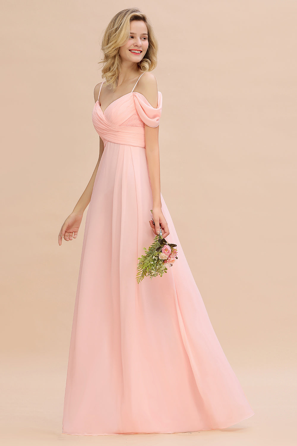 A Line Spaghetti Straps Burgundy Tea Length Bridesmaid Dress with Hollow Out main image 1