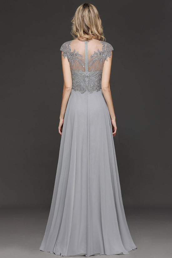 Load image into Gallery viewer, Long A-line Sweetheart Chiffom Bridesmaid Dress with Cap sleeves-BIZTUNNEL
