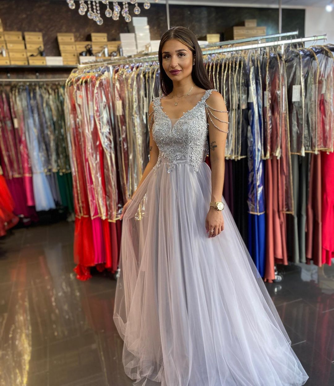 Charger l&amp;#39;image dans la galerie, Long A-line Sweetheart Lace Beading Tulle Backless Prom Dress-BIZTUNNEL

