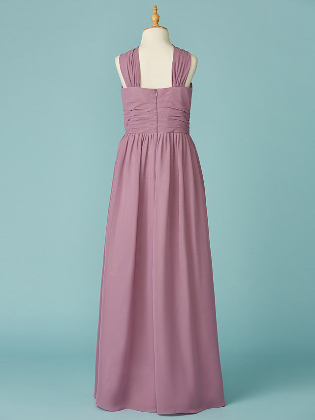junior bridesmaid dresses mauve A-line Beaded Mauve Chiffon Floor Length Wedding Junior Bridesmaid Dre