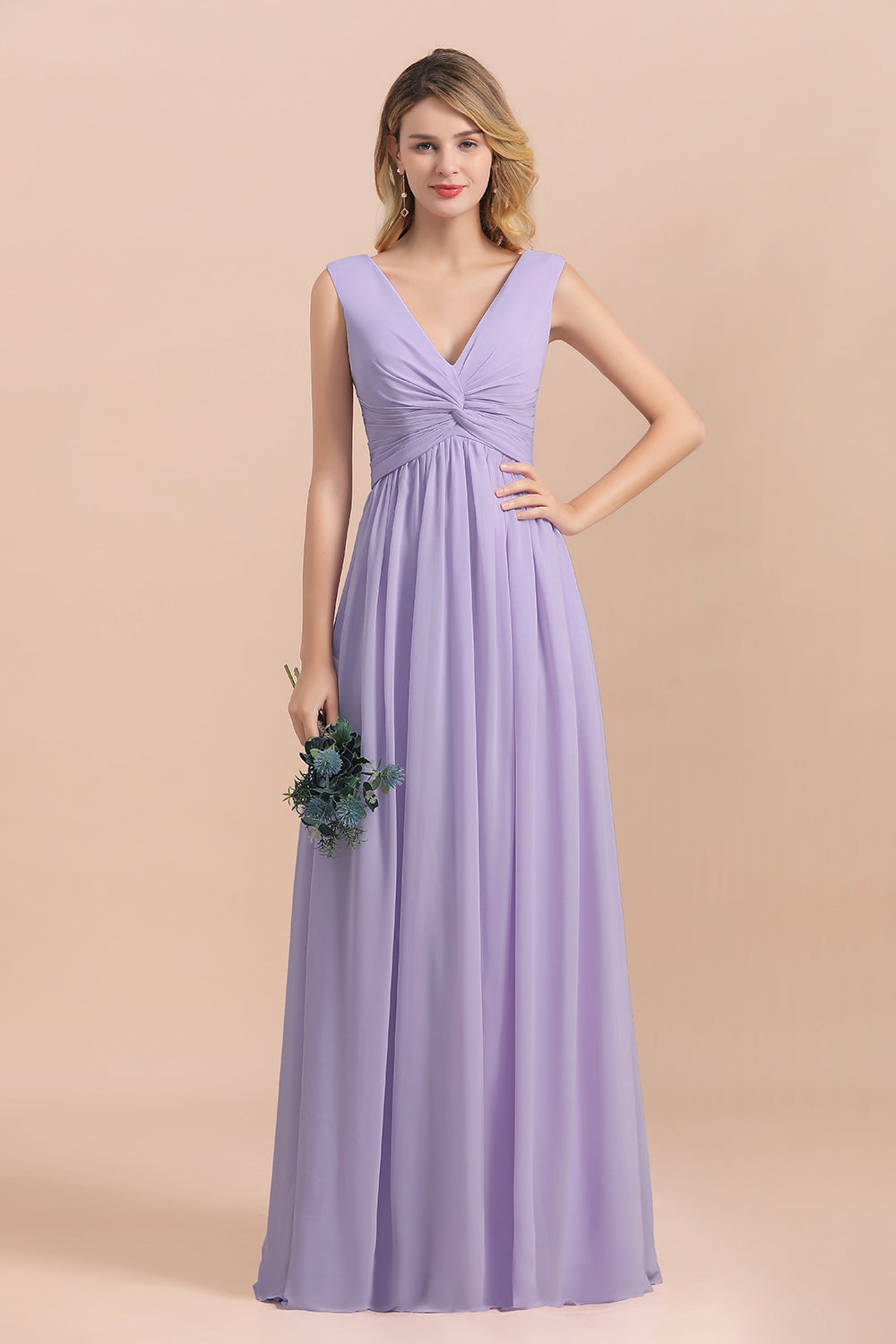 Long A-Line V-neck Evening Dress Wide Straps Chiffon Lilac Bridesmaid Dress Long A-Line V-neck Evening Dress Wide Straps Chiffon Lilac Bridesmaid Dress