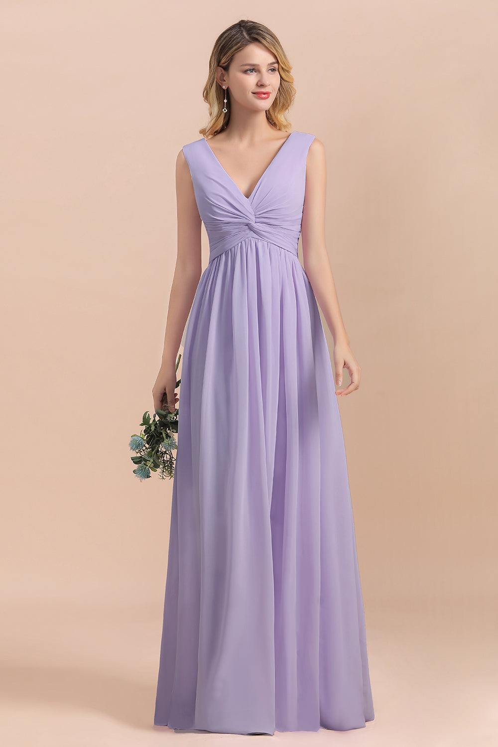 Long A-Line V-neck Evening Dress Wide Straps Chiffon Lilac Bridesmaid Dress Long A-Line V-neck Evening Dress Wide Straps Chiffon Lilac Bridesmaid Dress