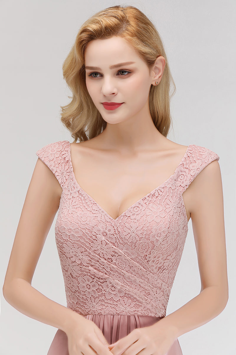 Lllan Elegant Hgh Low Lace Chffon Brdesmad Dresses N 2024 | Lace