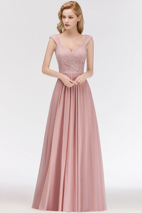 A-Line V-Neck Sleeveless Chiffon Bridesmaid Dresses With Pockets main image 0